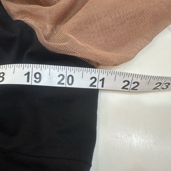 MAXI Black Lined & Tan Mesh Peek a Boo Shoulders & Sides Dress Size L NWOT - Picture 11 of 12